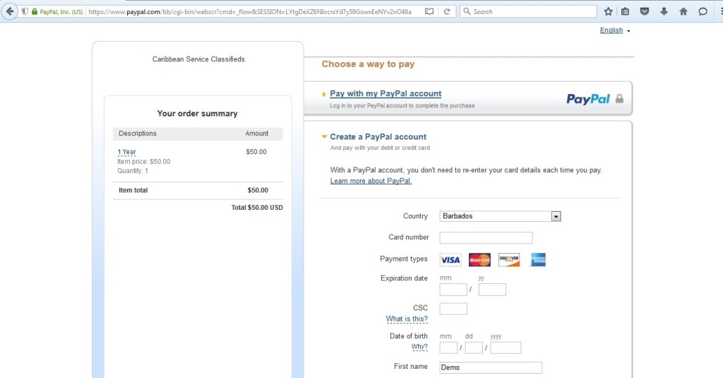 PayPal redirect from 2Checkout secure form